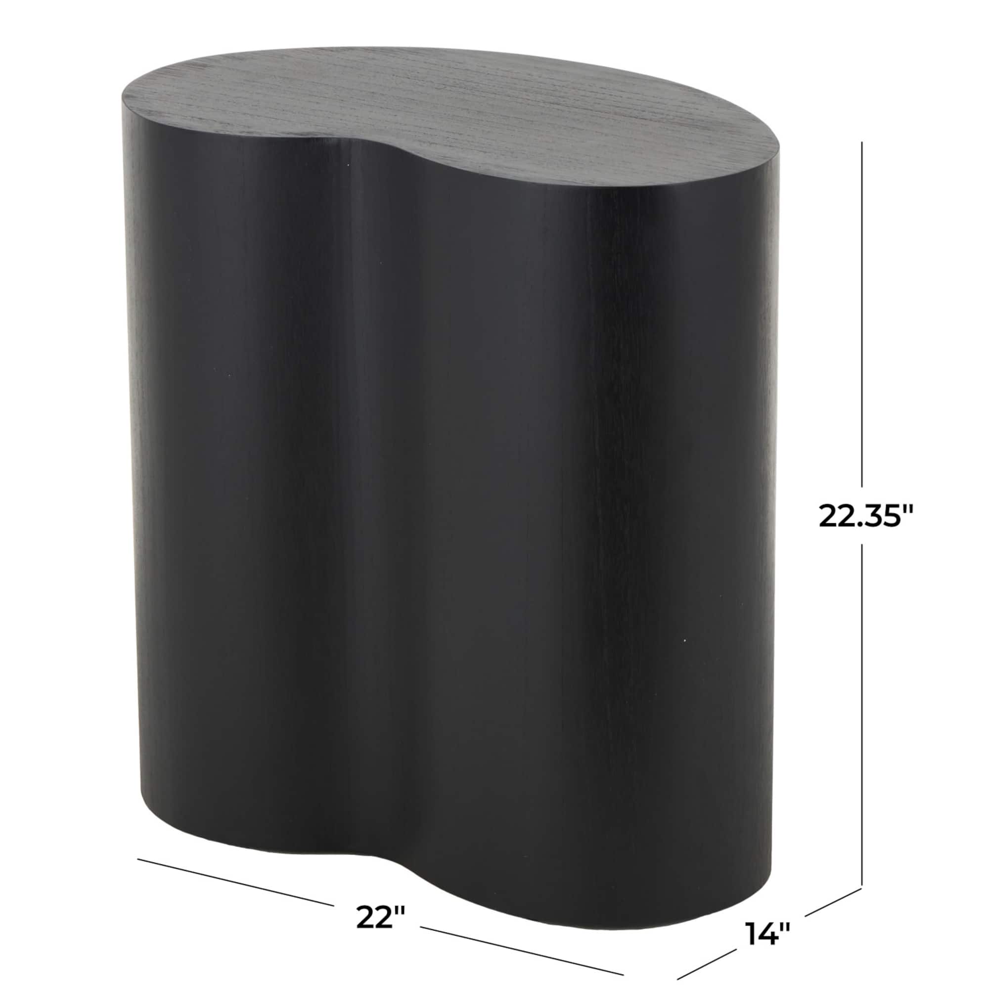 22.25" Black Wood Heart Inspired Side End Accent Table